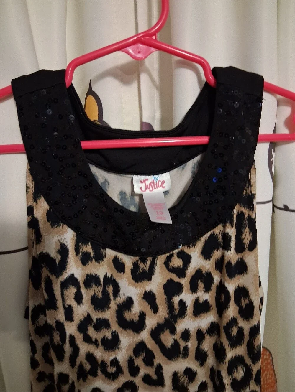 Justice Leopard Print Dress with Black Sequins Size 10 (Girl)